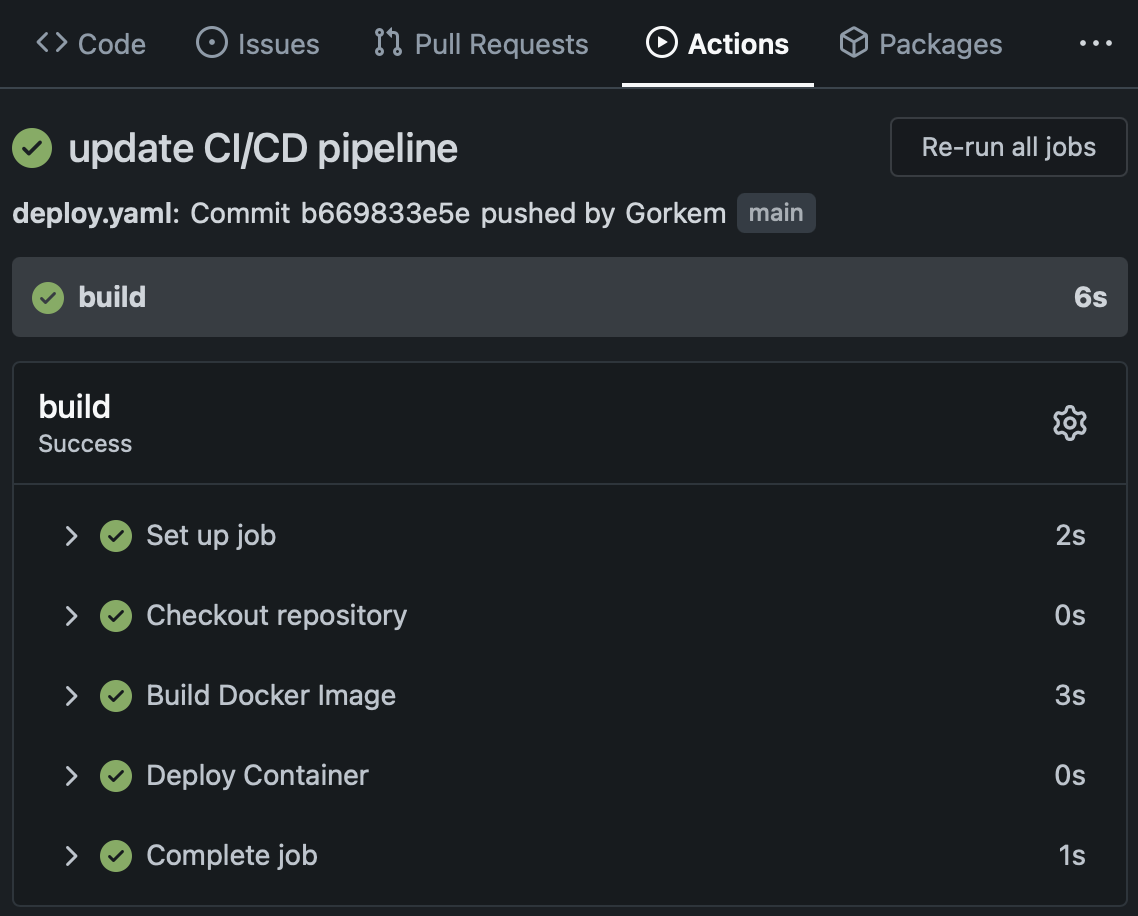Screenshot of job completion process