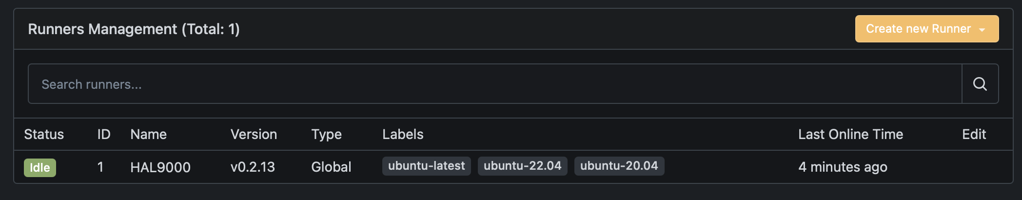 ss of act runner in idle mode